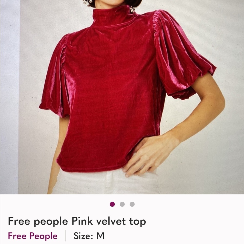 Free People Hot Pink Velvet
Puff Sleeve Mock Neck Tee Women's
Small preloved - Picture 6 of 11